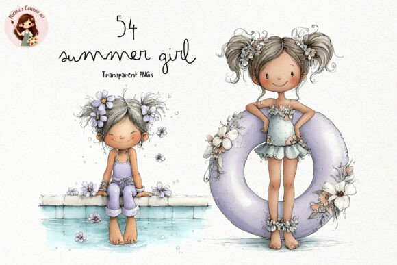 Adorable Summer Art: Cute Summer Girl PNG Clipart