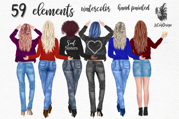 Best Friends Clipart Girls Back View: A Designer's Guide to Whimsical Watercolor Illustrations