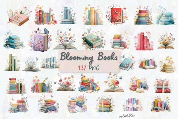 Blooming Books Clipart Bundle: Infuse Projects with Literary Charm