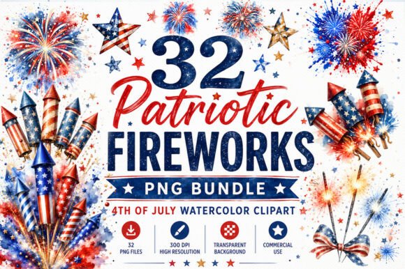 Celebrate Independence Day with the Patriotic Fireworks PNG Bundle