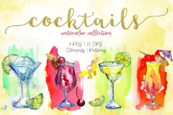 Cocktails Watercolor Collection Set: A Splash of Artistry for Your Designs