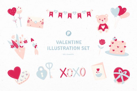 Crafting Romance: The Sweet Valentine Illustration Set