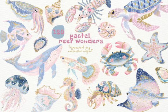 Dreamy Coastal Design with Pastel Reef Wonders PNG Clipart