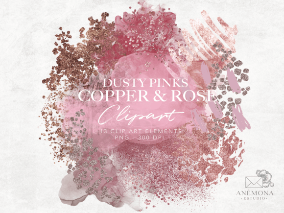 Elevate Your Projects with Rose Gold Watercolor Smudges Clipart
