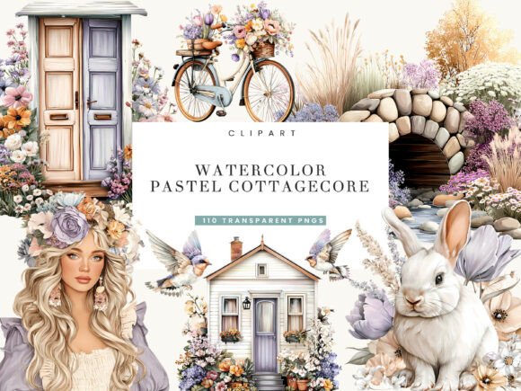 Embracing Soft Nostalgia: The Appeal of Watercolor Pastel Cottage Core Clipart
