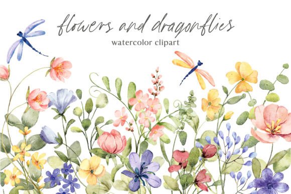 Flowers and Dragonflies: Your Ultimate Botanical Design Kit