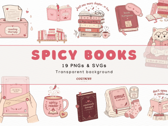 Romance Book Clipart Bundle Spicy Smut: Your New Secret Weapon for Bookish Design