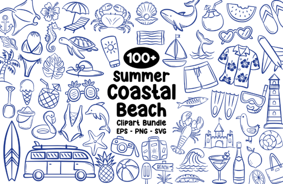 Summer Coastal Beach Clipart Bundle SVG: Your Go-To Design Asset