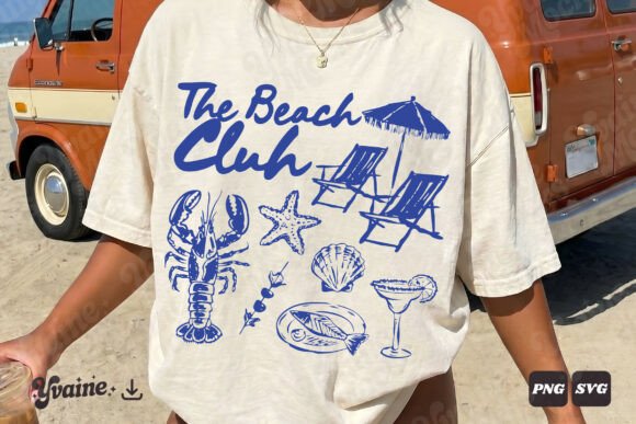 Summer Doodle the Beach Club SVG PNG: A Coastal Creative Asset