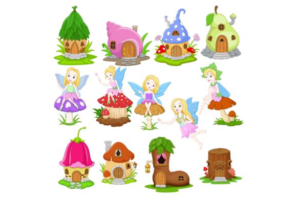 Unlock Whimsical Design with the Fairy and Fairy Houses Vector Set