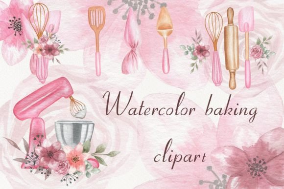 Watercolor Baking Clipart: Design Assets for Sweet Projects