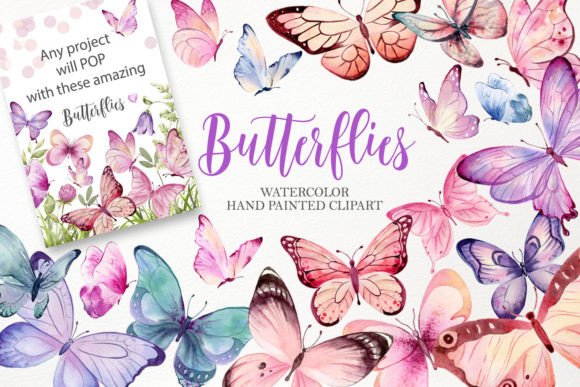 Watercolor Butterfly Clipart PNG: Hand-Painted Charm