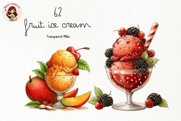 Watercolor Fruit Ice Cream PNG Clipart: A Sweet Design Solution