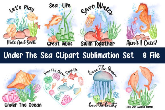 Watercolor Under the Sea Clipart Set: Dive into Creative Possibilities