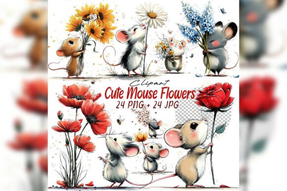 Whimsical Mouse & Flower Clipart: A Garden of Design Possibilities